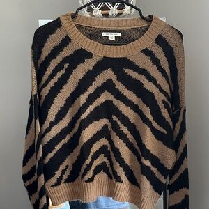American Eagle Animal Print Sweater - Black and Tan